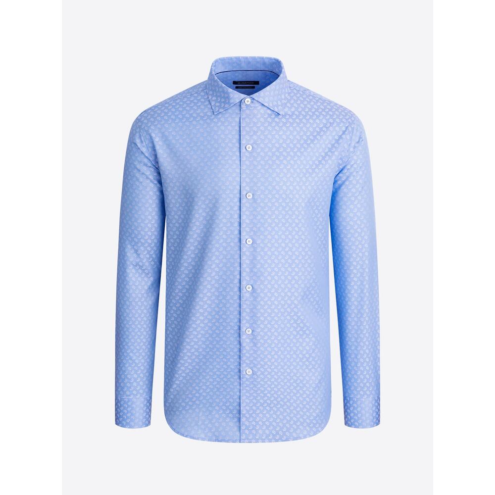 BUGATCHI Men's Shirt Blue Paisley Long Sleeve Super Fine Cotton Size 17/43
